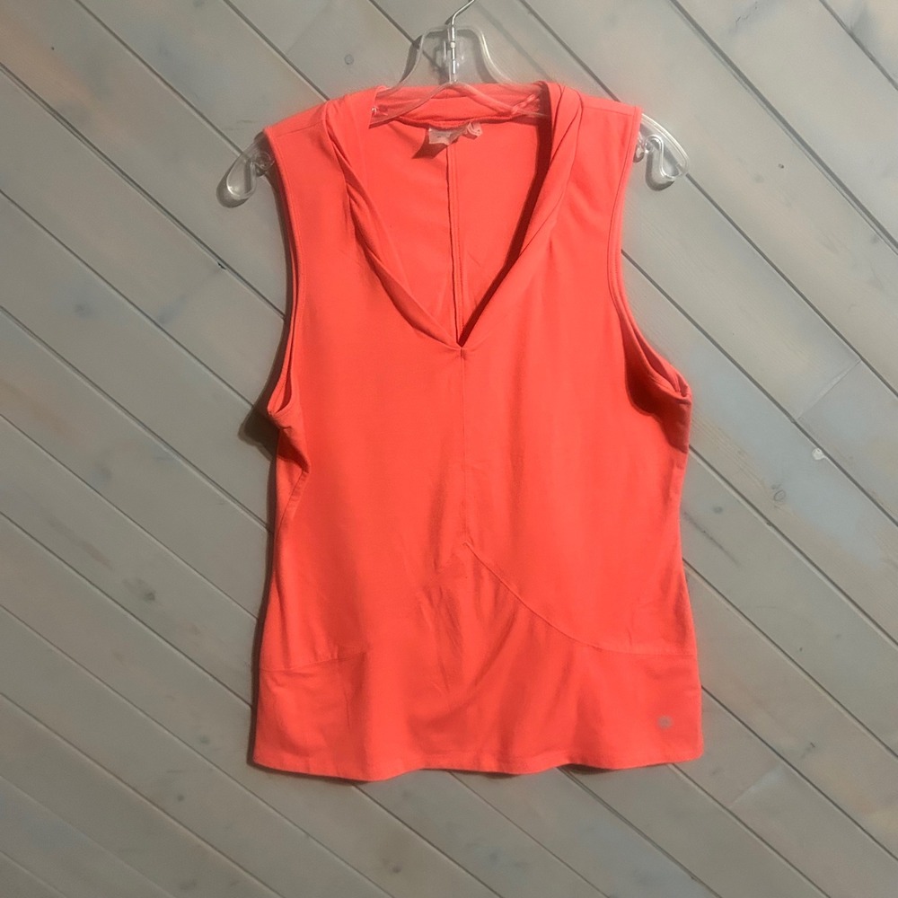 Athleta XL Coral Orange Sleeveless Hoodie Tank Top Athletic Activewear